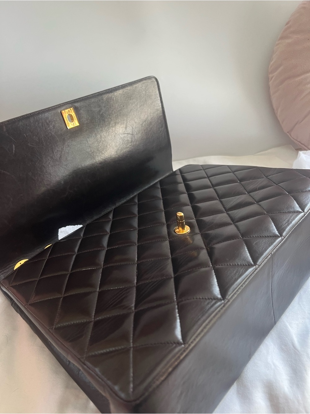 Chanel Vintage Timeless Cc Large Chocolate Brown 24K Gold Plated Hardware - Picture 9 of 12